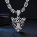 Zinc Alloy Oil Drip Point Drill Leopard Head Personality Street Fashion Men And Women High-end Cuban Chain Pendant_ipsvogv.com