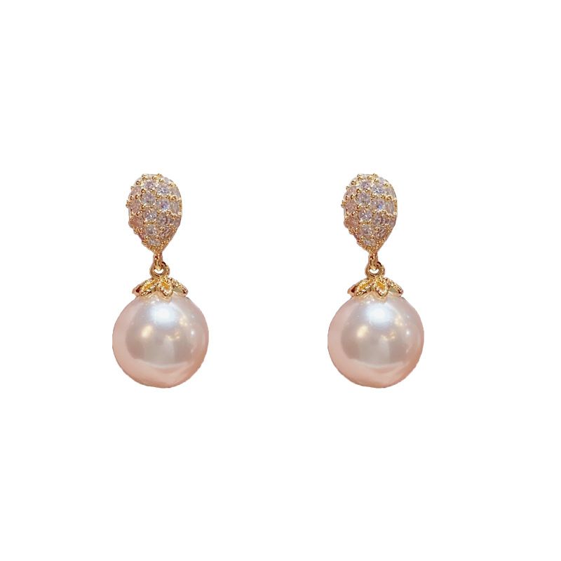S Silver Needle Exquisite Small Micro-Paved Zircon Teardrop Pearl For Women Fashion Light Luxur Elegant Earrings_ipsvogv.com