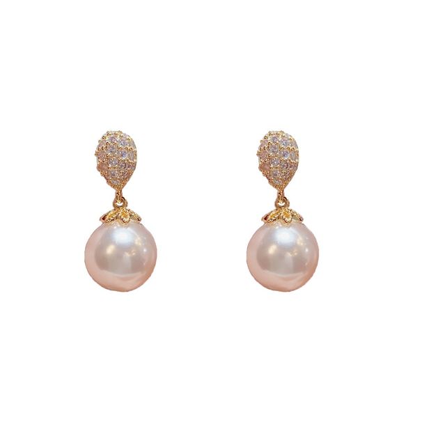 S Silver Needle Exquisite Small Micro-Paved Zircon Teardrop Pearl For Women Fashion Light Luxur Elegant Earrings_ipsvogv.com