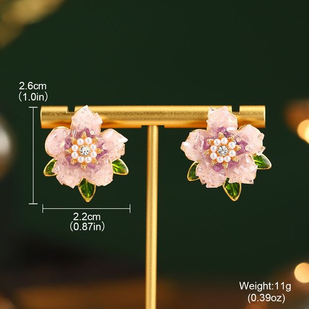 Natural Pearl Earrings Van Gogh Monet Oil Painting Series Enamel French Flower Earrings Summer High End_ipsvogv.com