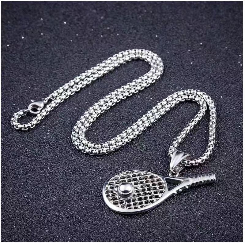 New Badminton Trendy Hip-Hop Long Versatile Men's Sweater Chain Tennis Racket Necklace Accessories_ipsvogv.com