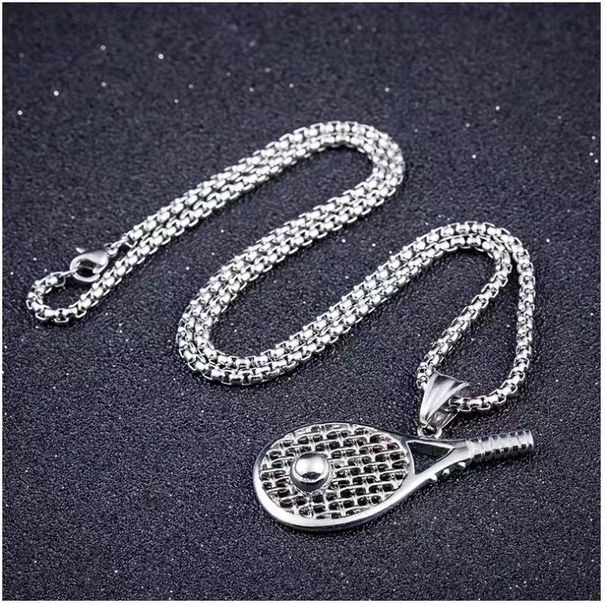 New Badminton Trendy Hip-Hop Long Versatile Men's Sweater Chain Tennis Racket Necklace Accessories_ipsvogv.com