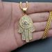 Jewelry Titanium Steel Color-Retaining Gold-Plated Full Diamond Fatima Hand Pendant DZ592_ipsvogv.com