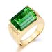 New Domineering Plated Color Inlaid With Emerald Rectangular Ring, Men's Living Ring_ipsvogv.com