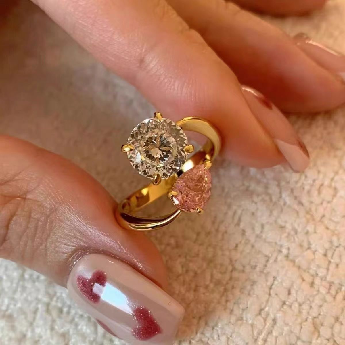 zircon Shaped Sparkling Droplet Water Super Fashion Temperament, Index Finger With Opening Design, Versatile Ring Temperament, Design,_ipsvogv.com