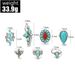 Hot Selling Bohemian Water Droplet Shaped Carved Hollow Red Turquoise 7-piece Set Ring_ipsvogv.com