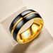 Fashionable New Titanium Steel For Men Women, Black And Gold Dual Color Matching Ring, Korean Version Couple Ring_ipsvogv.com