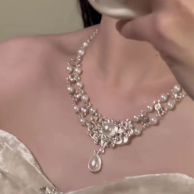Store Hot 【 Sale ! 】 Sparkling Zircon Pearl Necklace Light Luxury Niche Tassel High End Neck Chain 2024 New Clavicle 【 】_ipsvogv.com