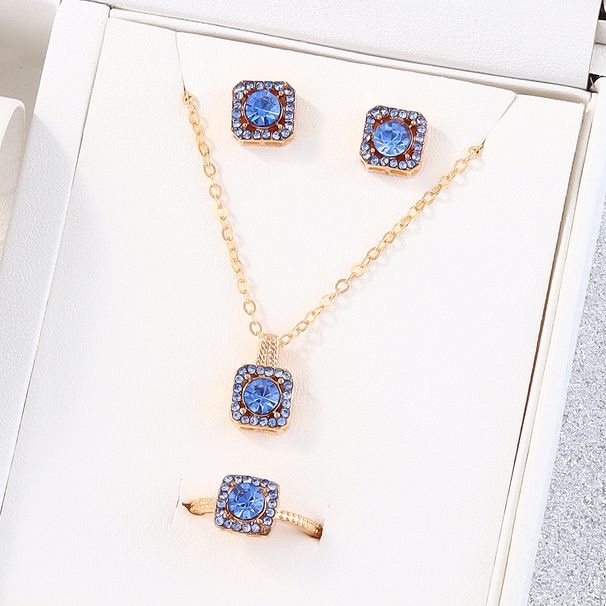 Three piece set with diamond and zircon necklace, earrings, ring, female pendant, internet celebrity live broadcast clavicle chain_ipsvogv.com
