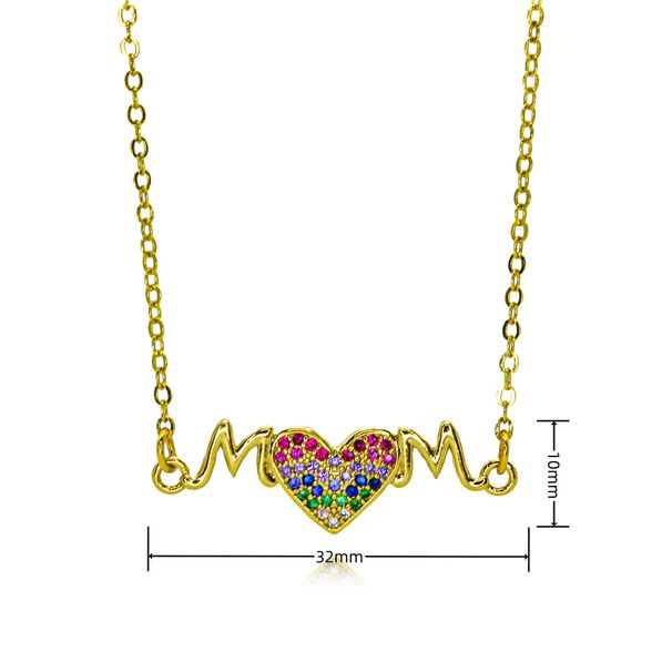 New Mother's Day Jewelry Creative Zircon MOM Heart Shaped Letter Pendant Necklace Versatile Clavicle Chain_ipsvogv.com