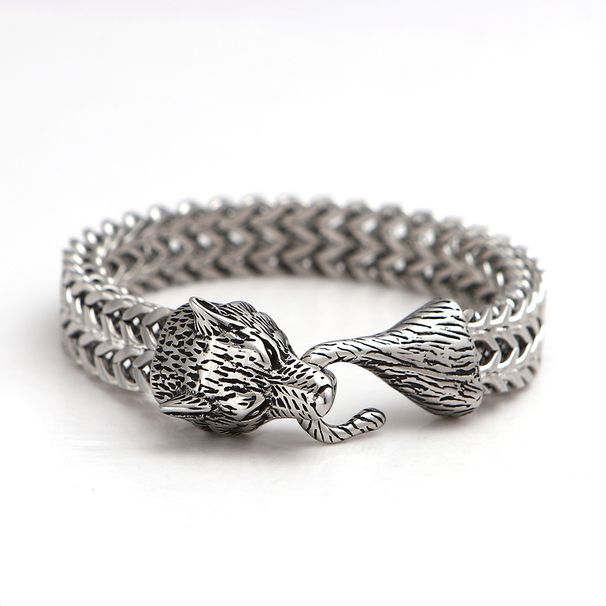Nordic Viking Wolf Head Bracelet For Men's Jewelry_ipsvogv.com