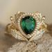 Sanjie's New Women's Ring Electroplated Gold And Inlaid With Green Water Droplets Bracelet_ipsvogv.com