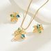 Subtle artistic fresh women's necklace set Baroque style flower studded earrings collarbone chain_ipsvogv.com