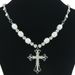 Sweet Cool Style Cross Pendant Pearl Diamond Splice Necklace Women Wear Collar Chain Neckchain_ipsvogv.com