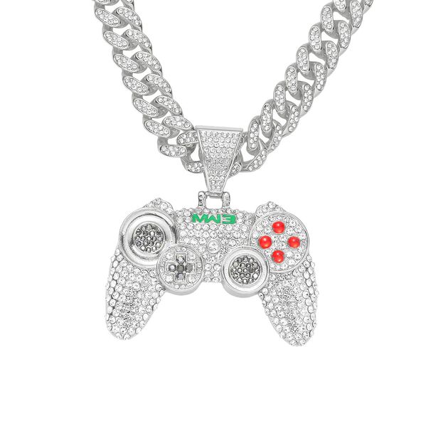 Hip Hop Alloy Full Diamond Game Machine Pendant Cuban Chain Necklace Nightclub Personalized Bounce Di Decoration_ipsvogv.com