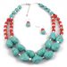 Multi layered turquoise exaggerated collarbone chain necklace accessory 7300_ipsvogv.com