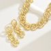 Hip hop style simple thick neck chain necklace, women's geometric exaggerated design, long earrings, necklace set_ipsvogv.com