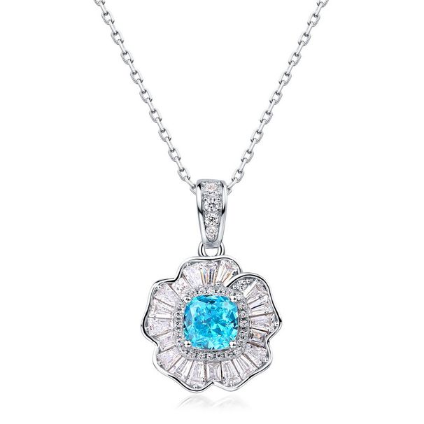 new Flower Lady Pendant Female S925 Silver Inlaid Shining Ice Flower Cut High Carbon Diamond Pendant Light Luxury_ipsvogv.com