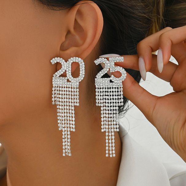 Feng women's fashionable niche 2025 digital design, inlaid earrings, versatile earrings_ipsvogv.com