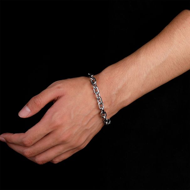Titanium Steel Men's Trendy Hip-Hop Simple Bracelet OT Buckle Split Angle Flower Basket Chain Casual Style Hand Jewelry_ipsvogv.com