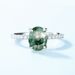 Simple Natural Water Grass Agate Ring S925 Silver Claw Inlaid Green Moss Light Luxury Fashion All Match_ipsvogv.com