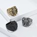 Retro style cross titanium steel ring ring stone pattern niche personality accessories_ipsvogv.com