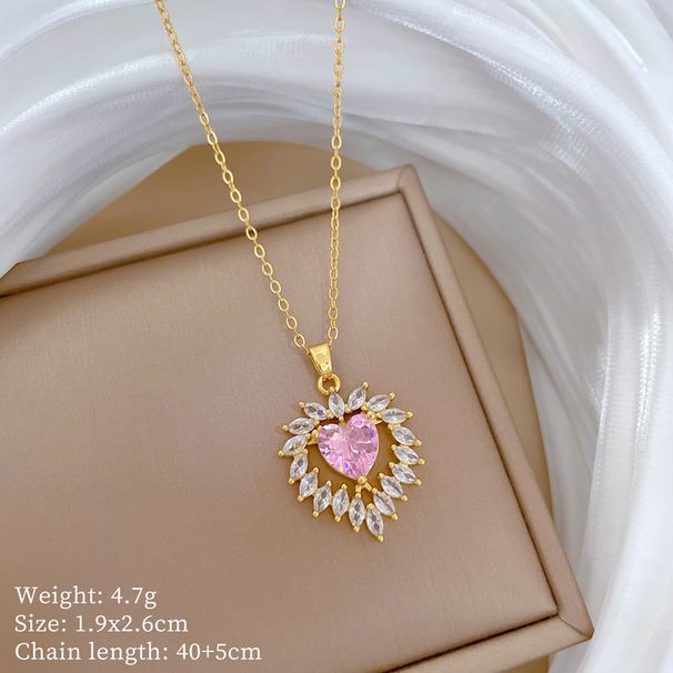 Steel 【 Titanium 】 Love Zircon Light Luxury Temperament Gorgeous Full Diamond Necklace Women's Versatile Collarbone 【 】_ipsvogv.com