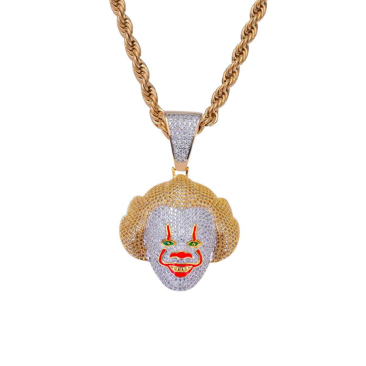 Unisex Hip Hop Jewelry Cosplay Classic Clown Pendant Micro Inlaid Zircon Trendy Dress Necklace_ipsvogv.com