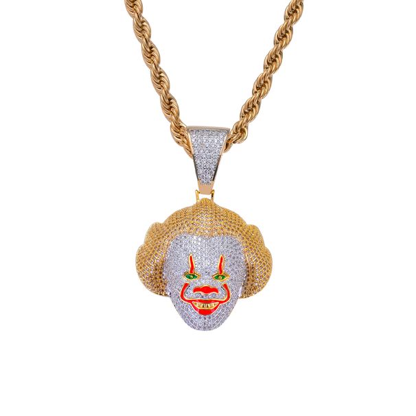 Unisex Hip Hop Jewelry Cosplay Classic Clown Pendant Micro Inlaid Zircon Trendy Dress Necklace_ipsvogv.com