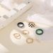 Fashionable Personalized Knot, Black And White Checkered Heart Hollow Dot Diamond Drip Oil 6-piece Set Ring_ipsvogv.com