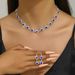 2024 Fashion Flower Inlaid Diamond Bride Wedding Jewelry Necklace Earrings Round Simple Set_ipsvogv.com