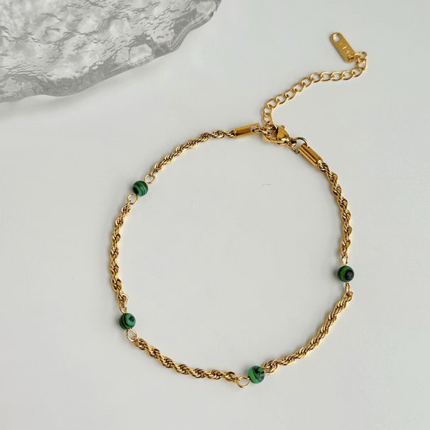 Women’s Jewelry Set Fashion Fashion Simple Retro Style Electroplated Pearl Malachite Summer Anklet_ipsvogv.com