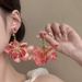 Women’s Jewelry Set Fashion Burning Rose Flower Tassel Earrings Super Fairy Retro Atmosphere Simulated Petal Earrings Unique And Exaggerated Earrings_ipsvogv.com