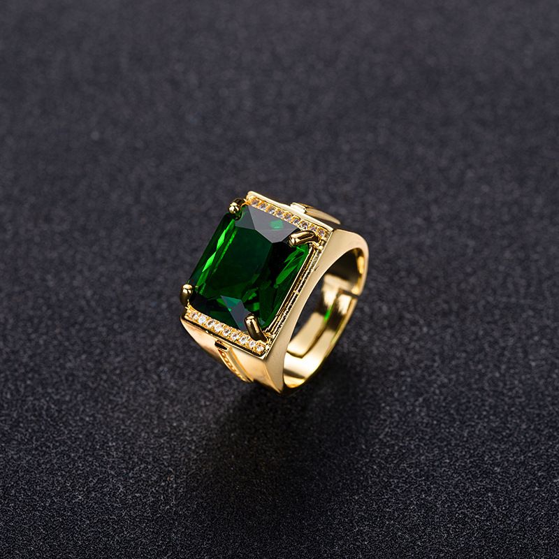 Popular Emerald Men's Square Ethnic Plated Open Ring_ipsvogv.com