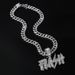 Hip hop full diamond new letter pendant pendant, trendy personality street dance versatile Cuban chain necklace_ipsvogv.com