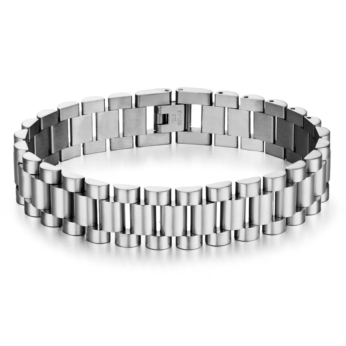 Wanpai Strap Titanium Bracelet Couple Fashion 15MM Stainless Steel Men's Watch Chain Adjustable Jewelry_ipsvogv.com