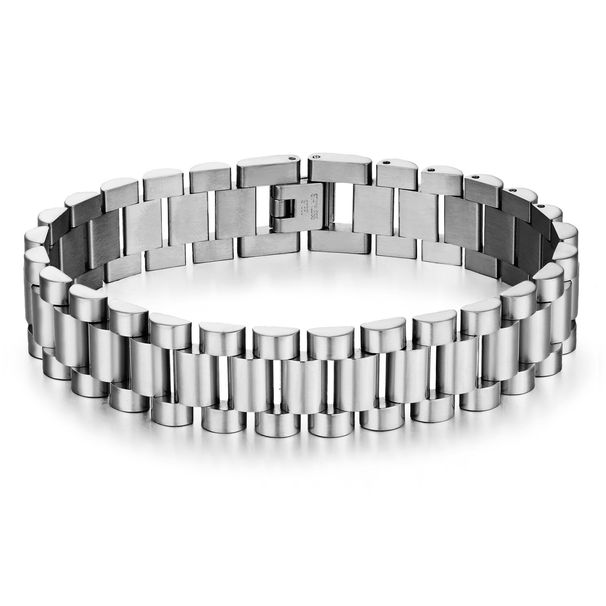 Wanpai Strap Titanium Bracelet Couple Fashion 15MM Stainless Steel Men's Watch Chain Adjustable Jewelry_ipsvogv.com