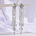 Unisex Green Belt New Full Diamond Long Hollow Earrings Female Fashion Temperament Earrings Dress With Accessories_ipsvogv.com