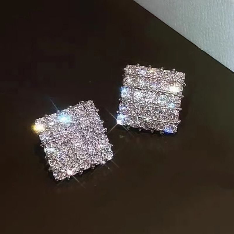 Cao Shi's advanced geometric diamond shaped new trendy full of zirconium, Japanese and Korean diamonds, fashionable OL_ipsvogv.com