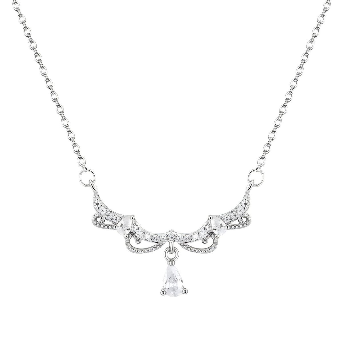 New Super Shiny Lace Edge Water Drop Zircon Necklace Light Luxury High-end Sense Niche Temperament Versatile Clavicle_ipsvogv.com