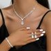 Three-Piece Combination Diamond-Studded Water Drop Bracelet Necklace Earrings Set Fashion Bridal Wedding Jewelry_ipsvogv.com