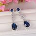 Cao Shi's Classic Water Drop Earrings Slightly Inlaid with Royal Blue Zircon Long Earrings Bridal Dinner Jewelry_ipsvogv.com