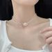 French Style White Rose Pearl Choker Necklace With Mesh Lace Double Layer Ribbon Collar_ipsvogv.com