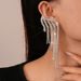 Light luxury style diamond-encrusted wing fringed integrated stud earrings and ear clips_ipsvogv.com