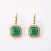 Small niche dign, simple geometric square green crystal women's ear buckl, high-end earrings, autumn and winter_ipsvogv.com