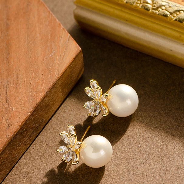 Stylish And Cool Style With Zircon Pearl Earrings, Women's High-end Commuting Versatile Silver Needle Earrings_ipsvogv.com