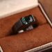 Black Warrior Square Ring, Men's Middle Ancient Style Set With Green Zircon, Dominating Personality And Temperament,_ipsvogv.com