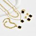 Ins high-end double-layer stacked black square necklace earring set light luxury niche bracelet index finger ring_ipsvogv.com