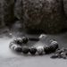 Volcanic Stone Bead Men's Hand Woven Snowflake Obsidian Reverse Scale Bracelet, Trendy_ipsvogv.com