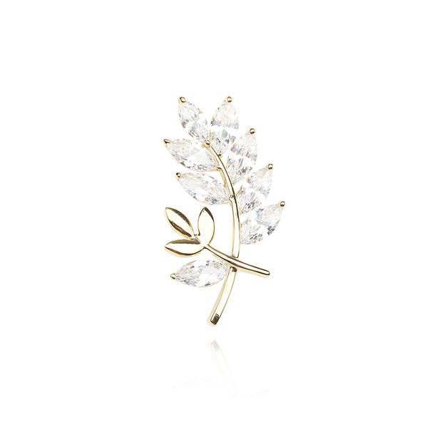 Sun Cloud Summer Diamonds Double Leaf Branch Pins with Gold Plated Stones, Simple Anti Shining Bracelet for Women's Accessories_ipsvogv.com